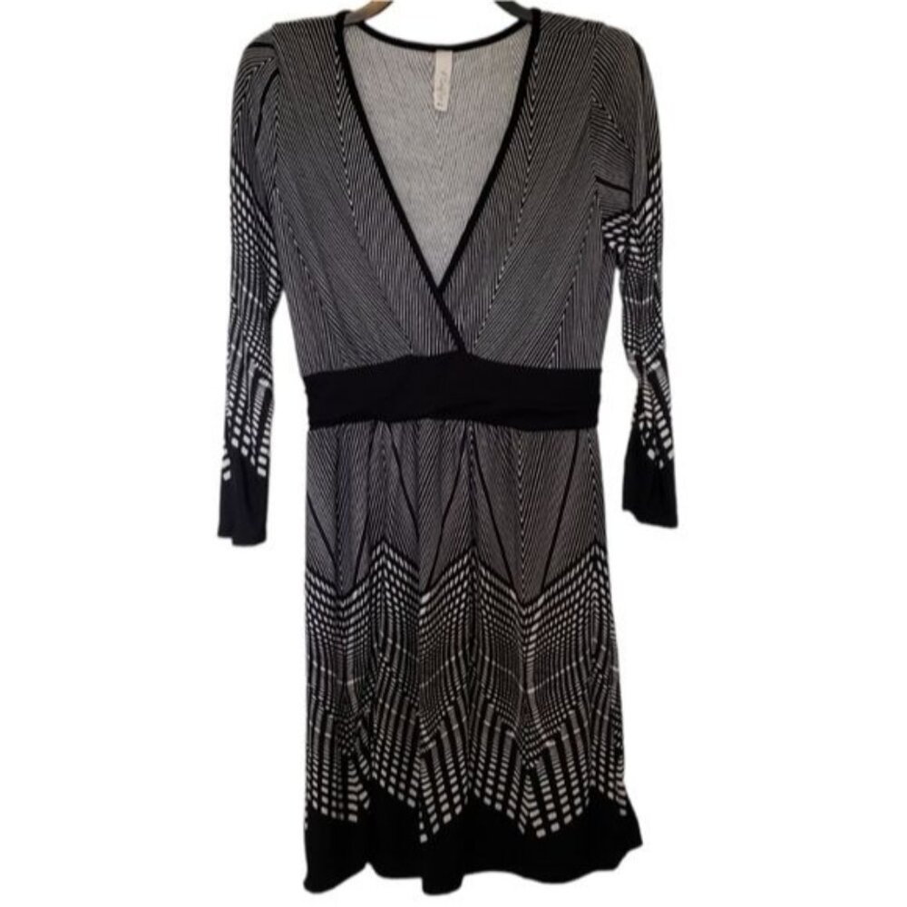 3/$15 Candy Rose Stretch Abstract Lightweight V-Neck Sweater Dress Size Medium